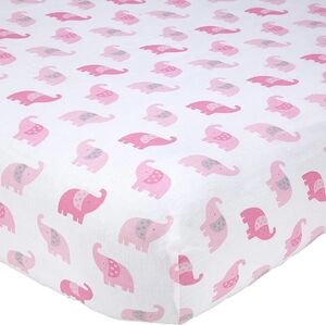 NWT Little Love by NoJo Pink Elephant Crib Sheet